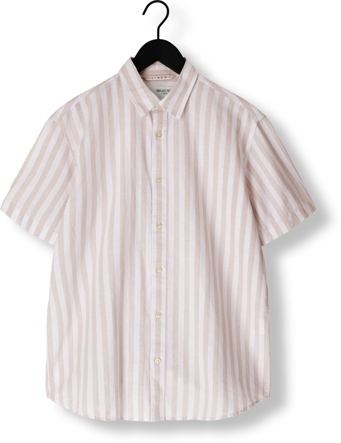 SELECTED HOMME Heren Overhemden Slhreg-sun Shirt Ss Noos Beige