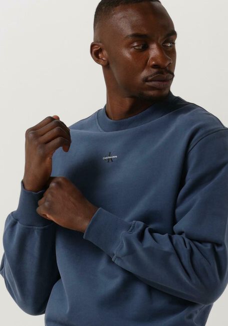 Blauwe CALVIN KLEIN Trui MICRO MONOLOGO CREW NECK - large