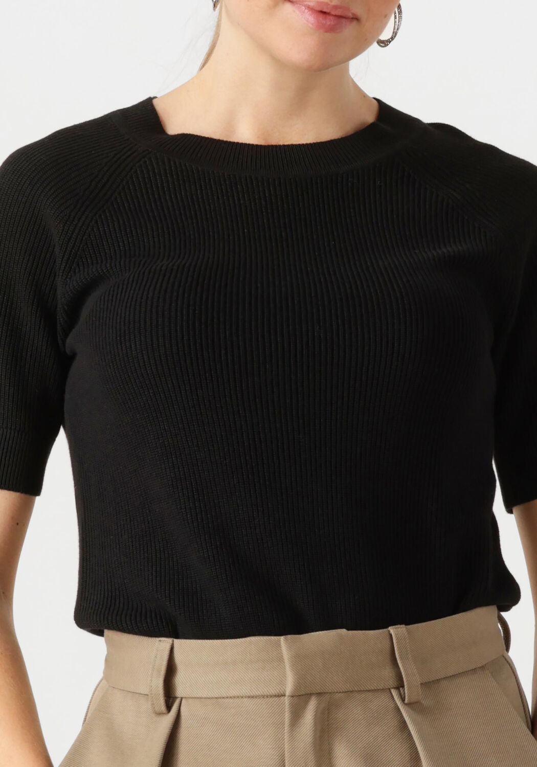 SELECTED FEMME Dames Tops & T-shirts Slfelinna New Ss Knit Top Zwart