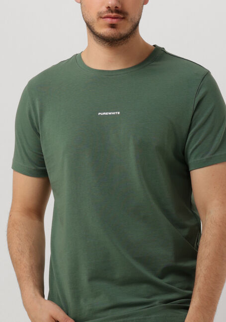 Donkergroene PUREWHITE T-shirt TSHIRT WITH SMALL LOGO ON CHEST AND BIG BACK PRINT - large