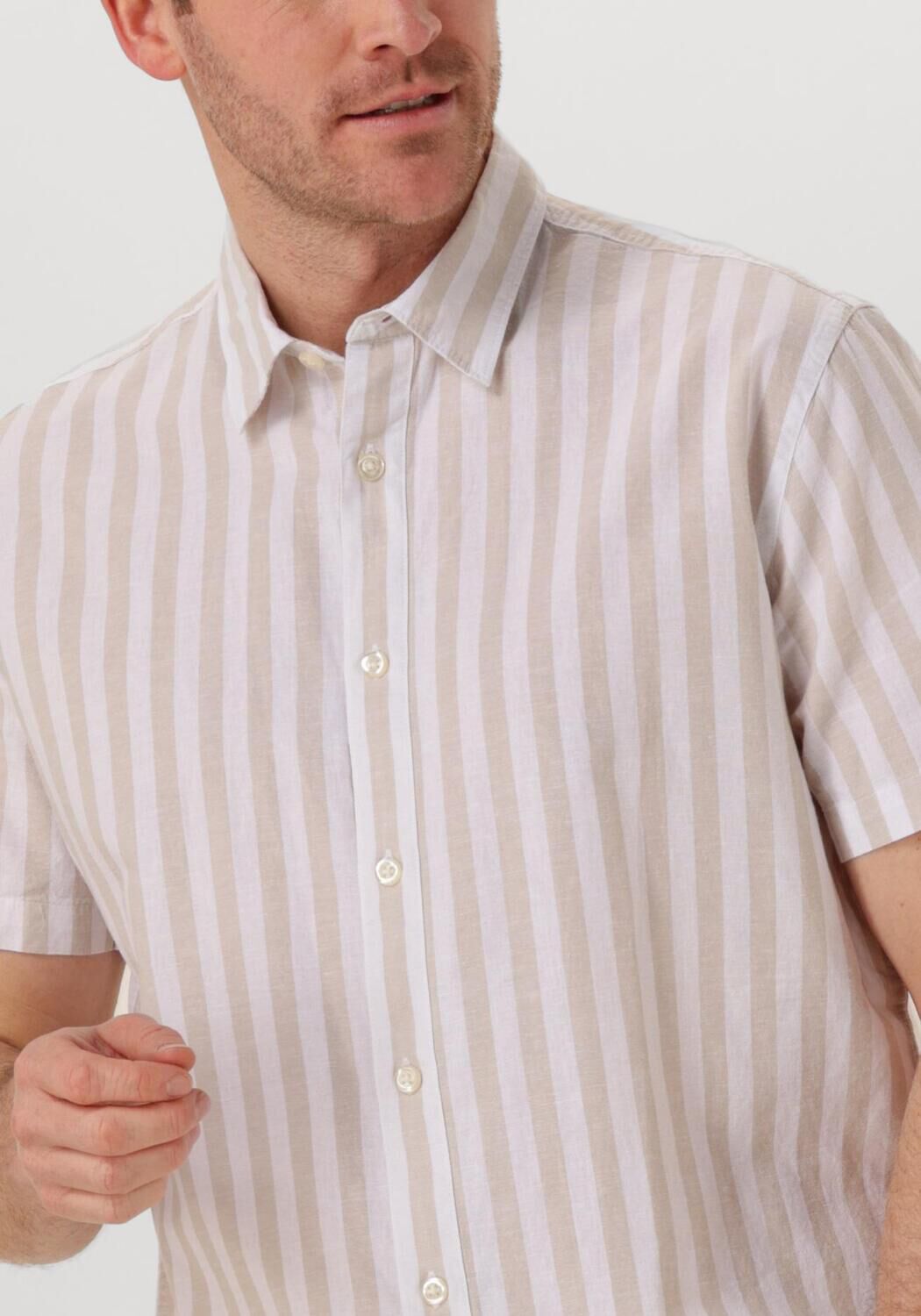 SELECTED HOMME Heren Overhemden Slhreg-sun Shirt Ss Noos Beige