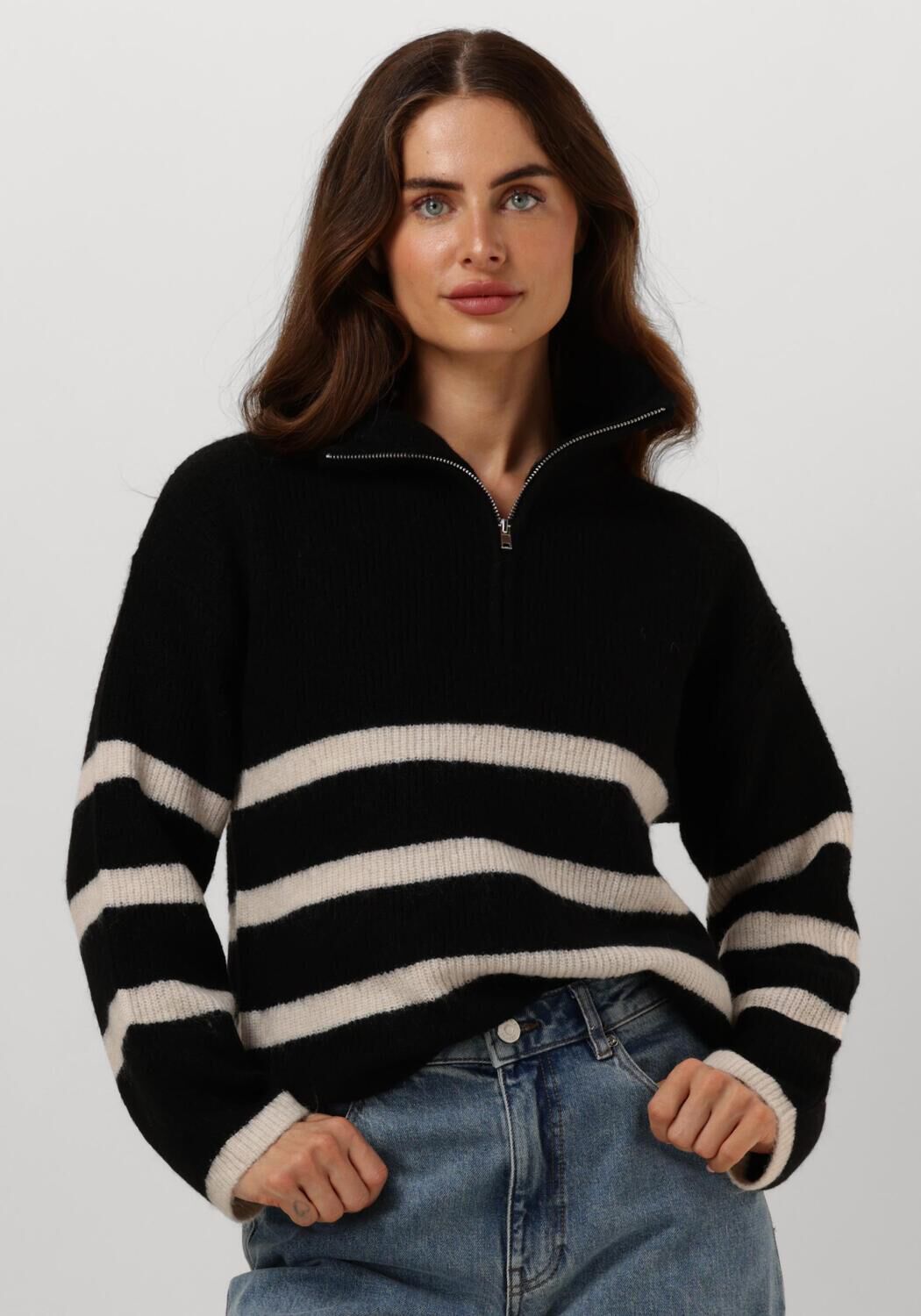 SELECTED FEMME Dames Truien & Vesten Slfmaline Ls Knit Half Zip Zwart