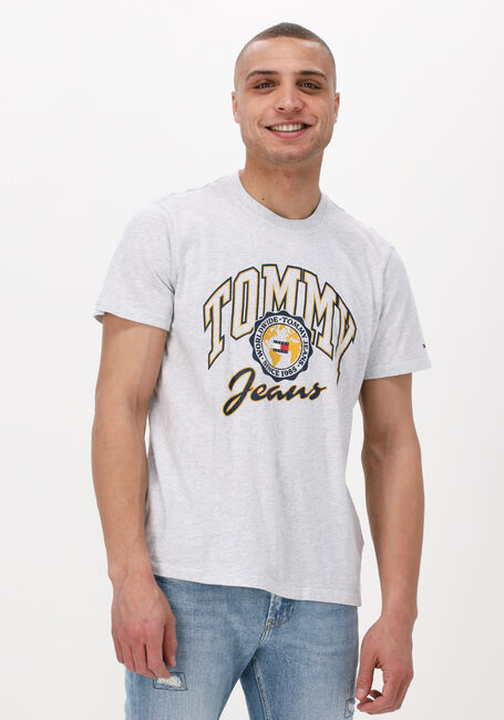 Lichtgrijze TOMMY JEANS T-shirt TJM BOLD COLLEGE GRAPHIC TEE - large