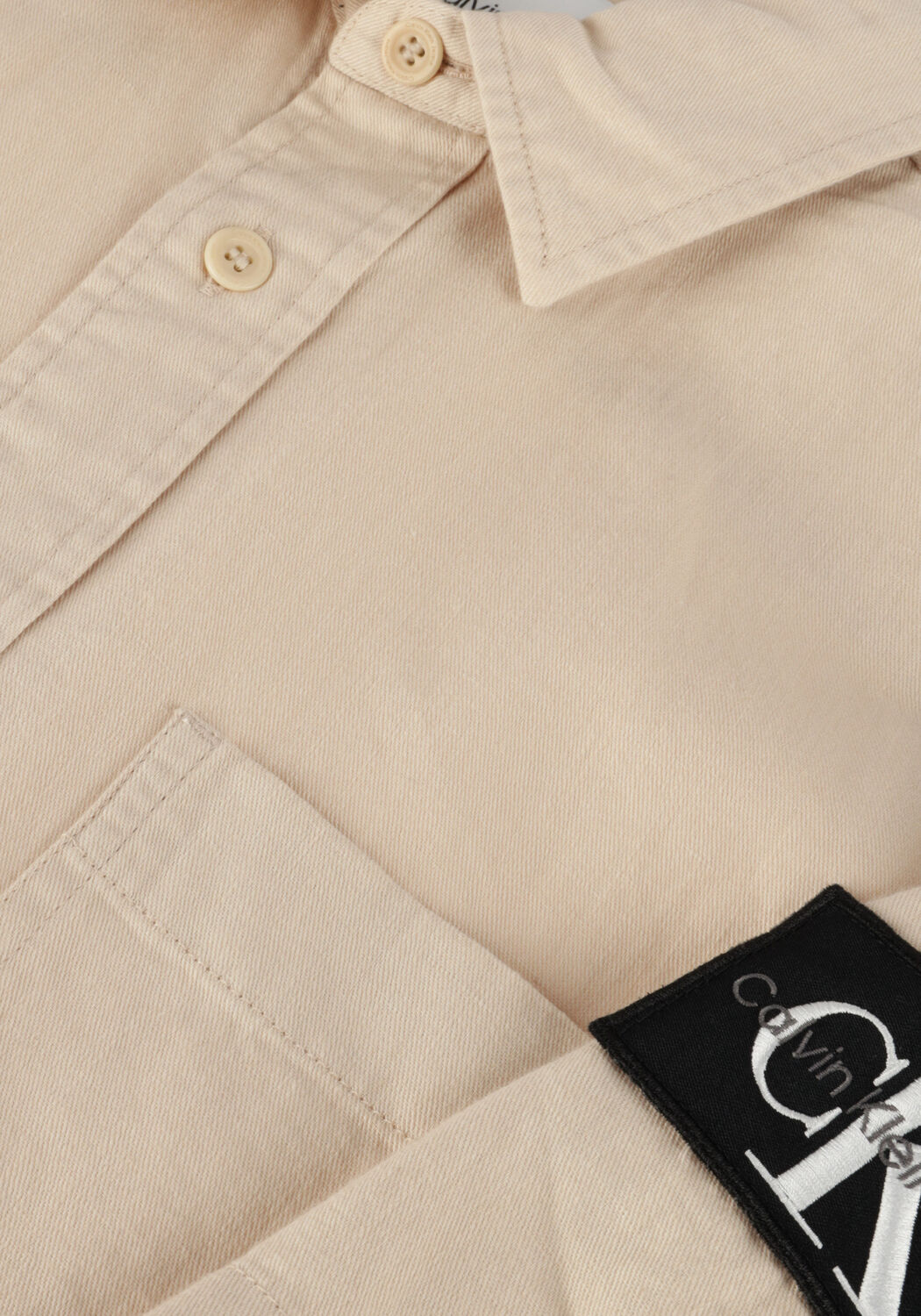 Beige CALVIN KLEIN Casual overhemd LINEN SS SHIRT - large