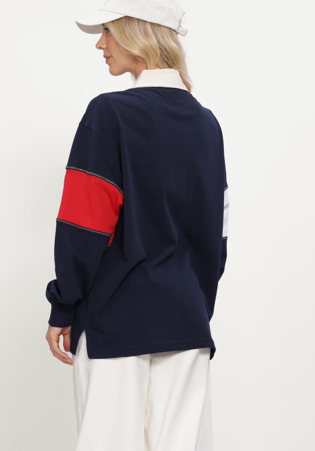 Donkerblauwe TOMMY JEANS Sweater TJW OVS FLAG RUGBY EXT - large