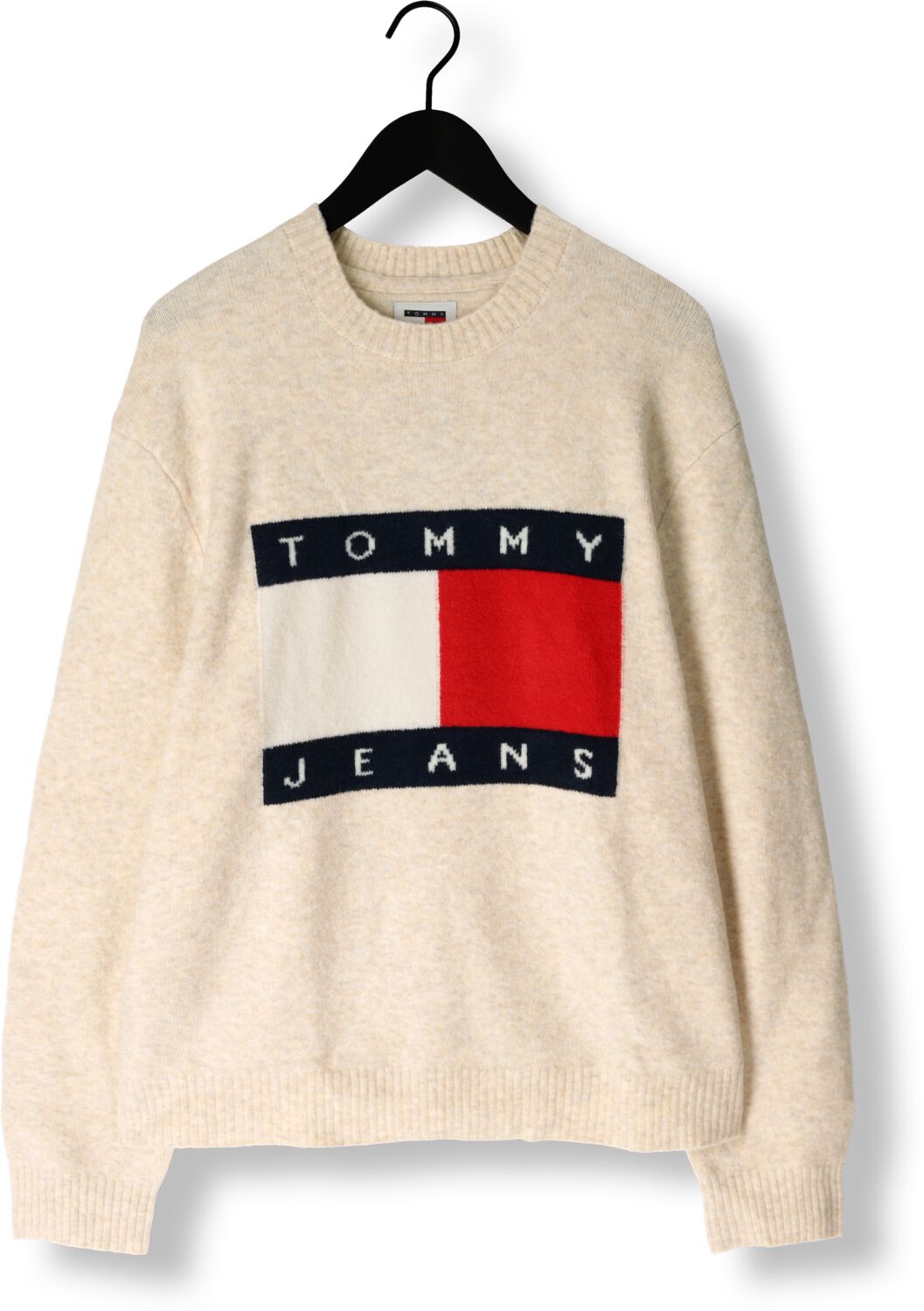 TOMMY JEANS Heren Truien & Vesten Tjm Reg Melange Flag Sweater Beige