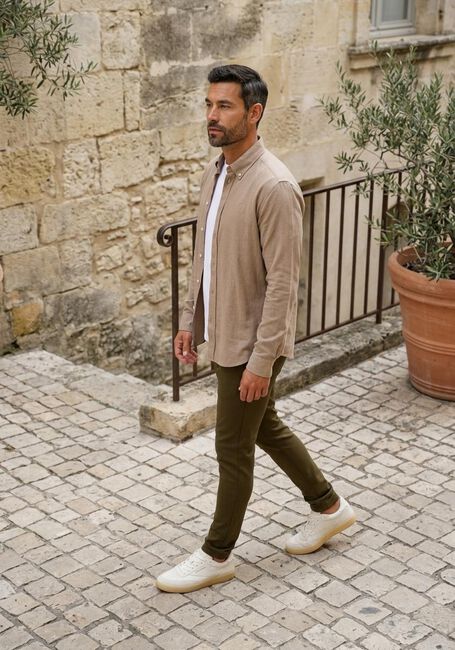 Beige LES DEUX Casual overhemd DESERT REG SHIRT - large