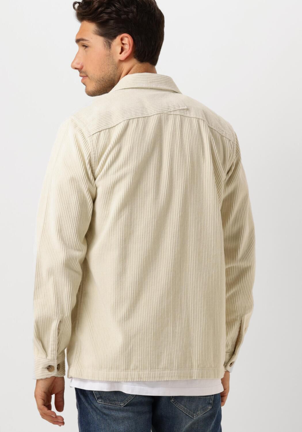 CAST IRON Heren Overshirts Long Sleeve Shirt Solid Ribcord Wit