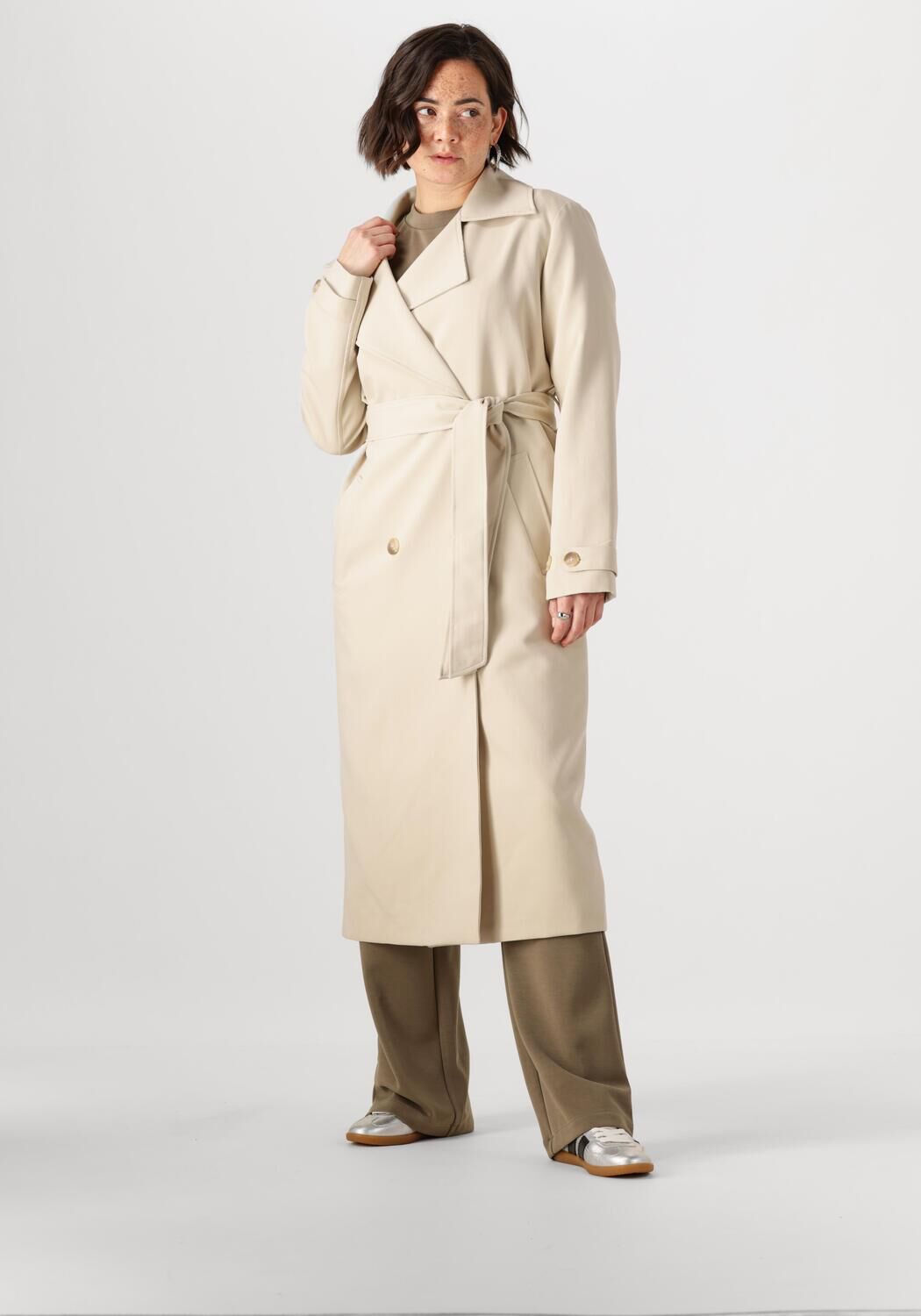 Notre-v Beige Lange Jas voor Vrouwen Beige Dames