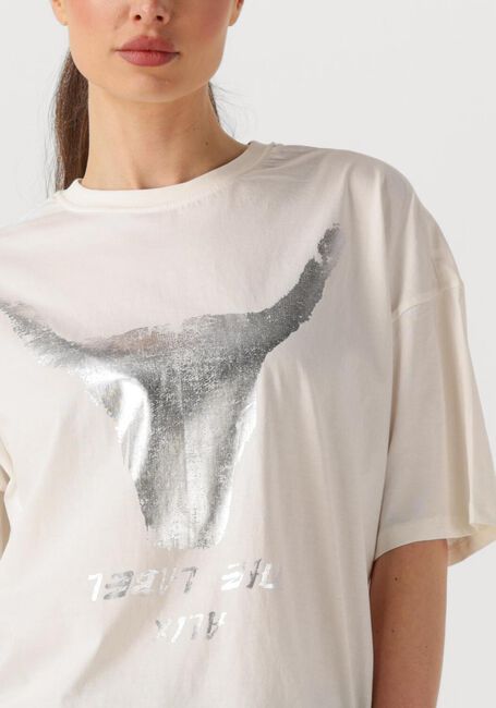 Witte ALIX THE LABEL T-shirt LADIES KNITTED SILVER BULL T-SHIRT - large