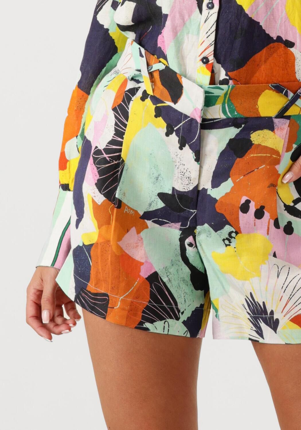 POM AMSTERDAM Dames Broeken Paradise Linen Short Multi