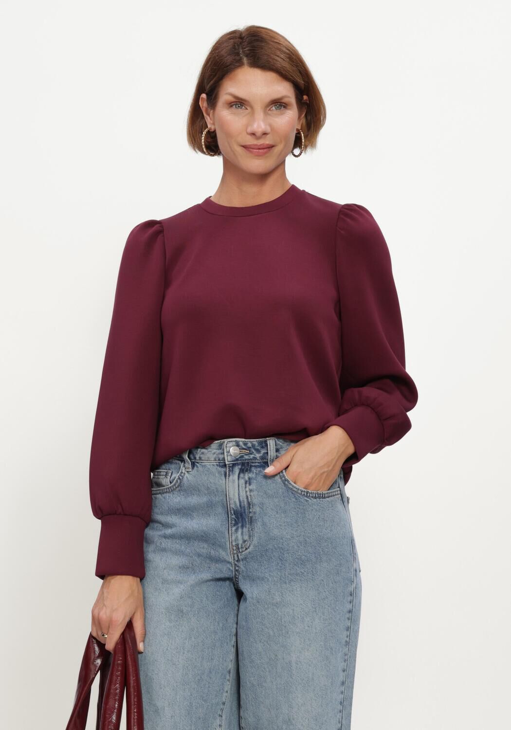 Bordeaux OBJECT Trui OBJANDREA RE L/S O-NECK TOP - large
