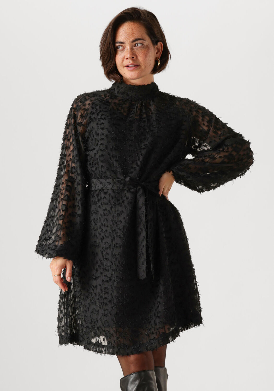 JANSEN Amsterdam semi-transparante halter jurk CELINE zwart