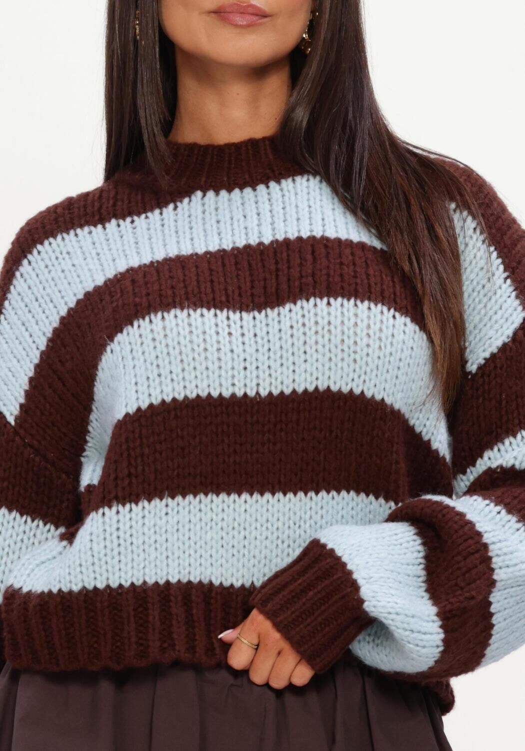 Bruine YDENCE Trui KNITTED SWEATER BRIANNA - large