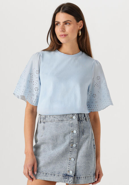 Lichtblauwe Y.A.S. T-shirt YASLEX SS TOP W. EMB SLEEVES S. NOOS - large