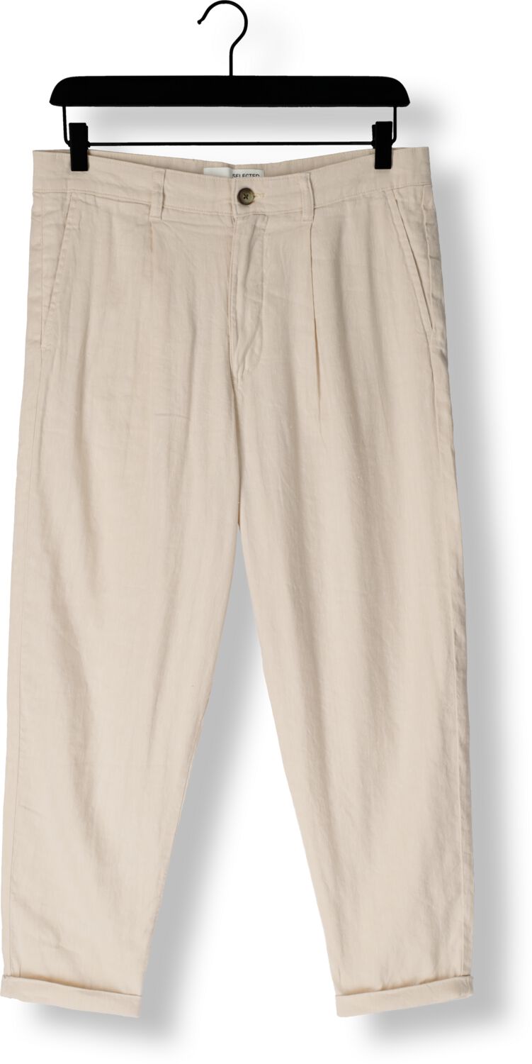 SELECTED HOMME Heren Broeken Slh180-relaed Crop Ron Sun Pleat Pant Beige
