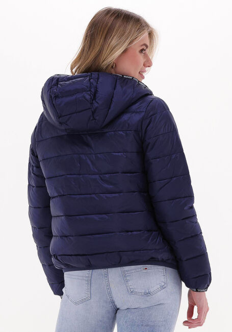 Donkerblauwe TOMMY JEANS Gewatteerde jas TJW QUILTED TAPE HOODED JACKET - large