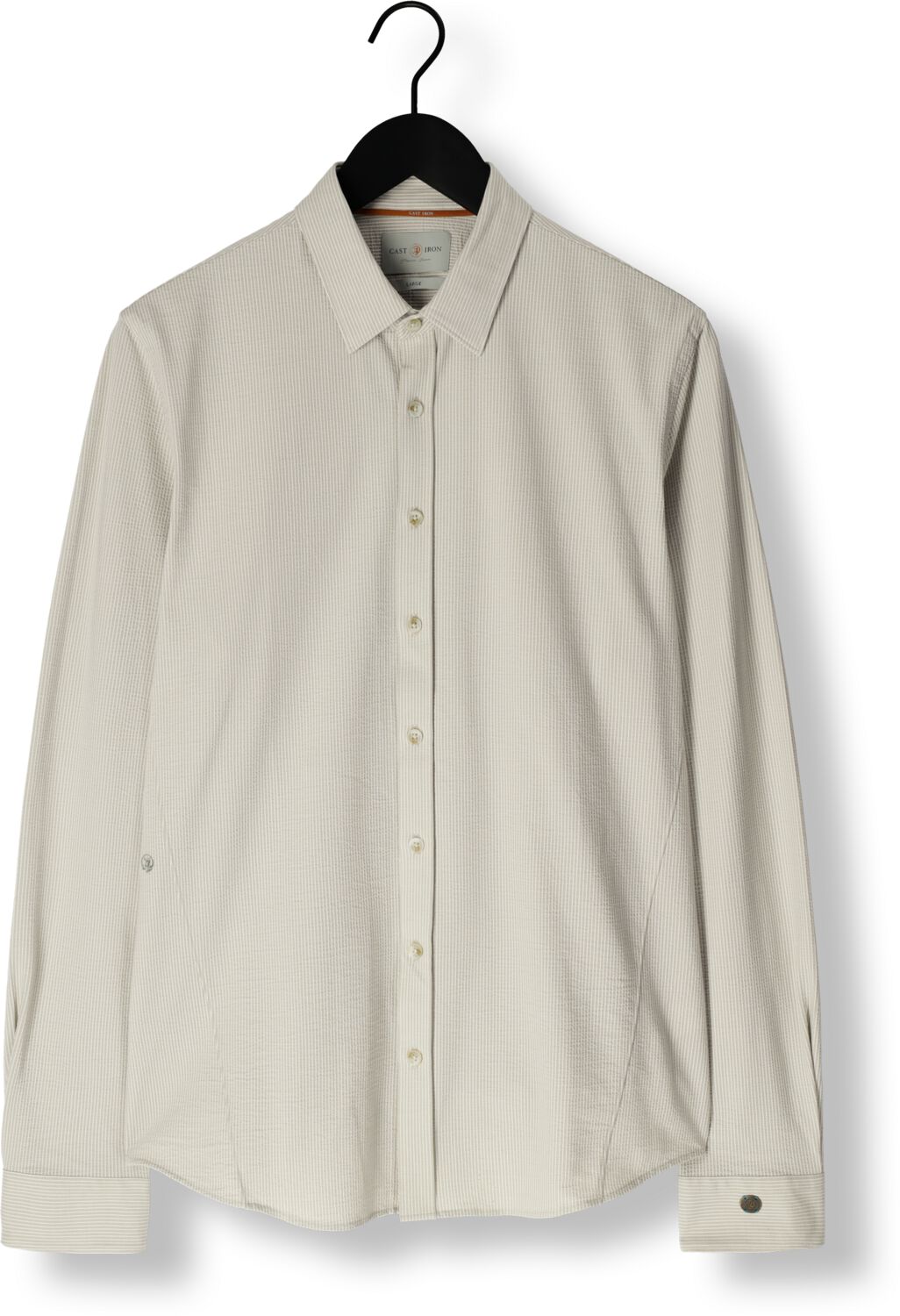 CAST IRON Heren Overhemden Long Sleeve Shirt Tec Dobby Jersey Stripe Groen