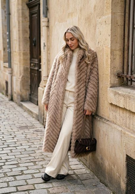 Beige STAND STUDIO Faux fur jas WYNTHER COAT - large