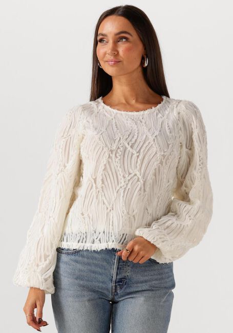 Gebroken wit OBJECT Top OBJLUCIE L/S RE O-NECK TOP - large