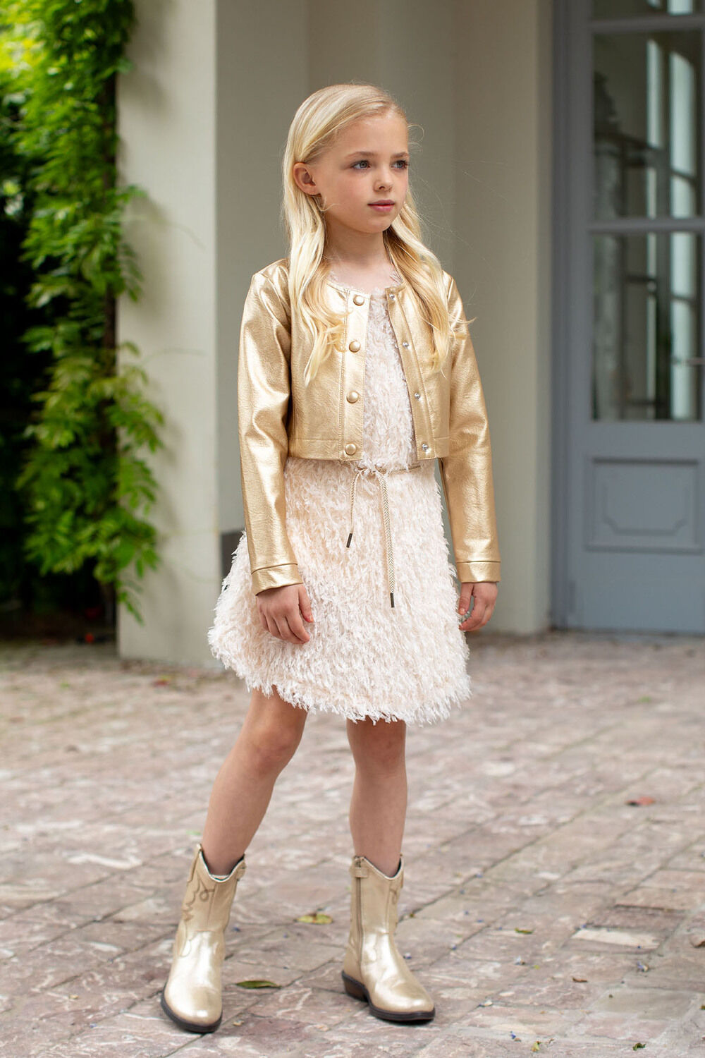 LIKE FLO Meisjes Jurken Flo Feather Dress Ecru