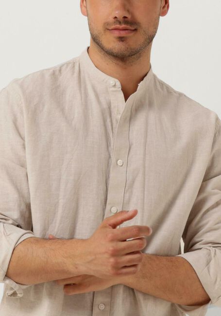 Beige SELECTED HOMME Casual overhemd SLHREGNEW-LINEN SHIRT LS BAND - large