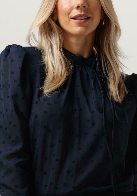 Donkerblauwe VANILIA Blouses VISCOSE DOT BOW BLOUSE - large