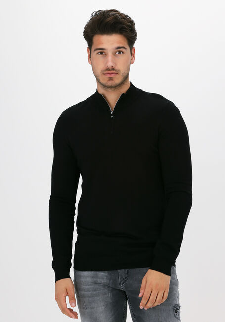 Zwarte PUREWHITE Trui ESSENTIAL KNIT HALF ZIP LS - large