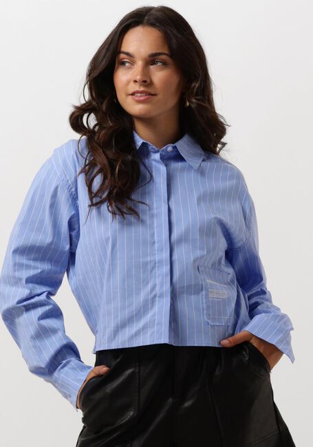 Donkerblauwe COLOURFUL REBEL Blouses ALIYA STRIPED BOXY BLOUSE - large