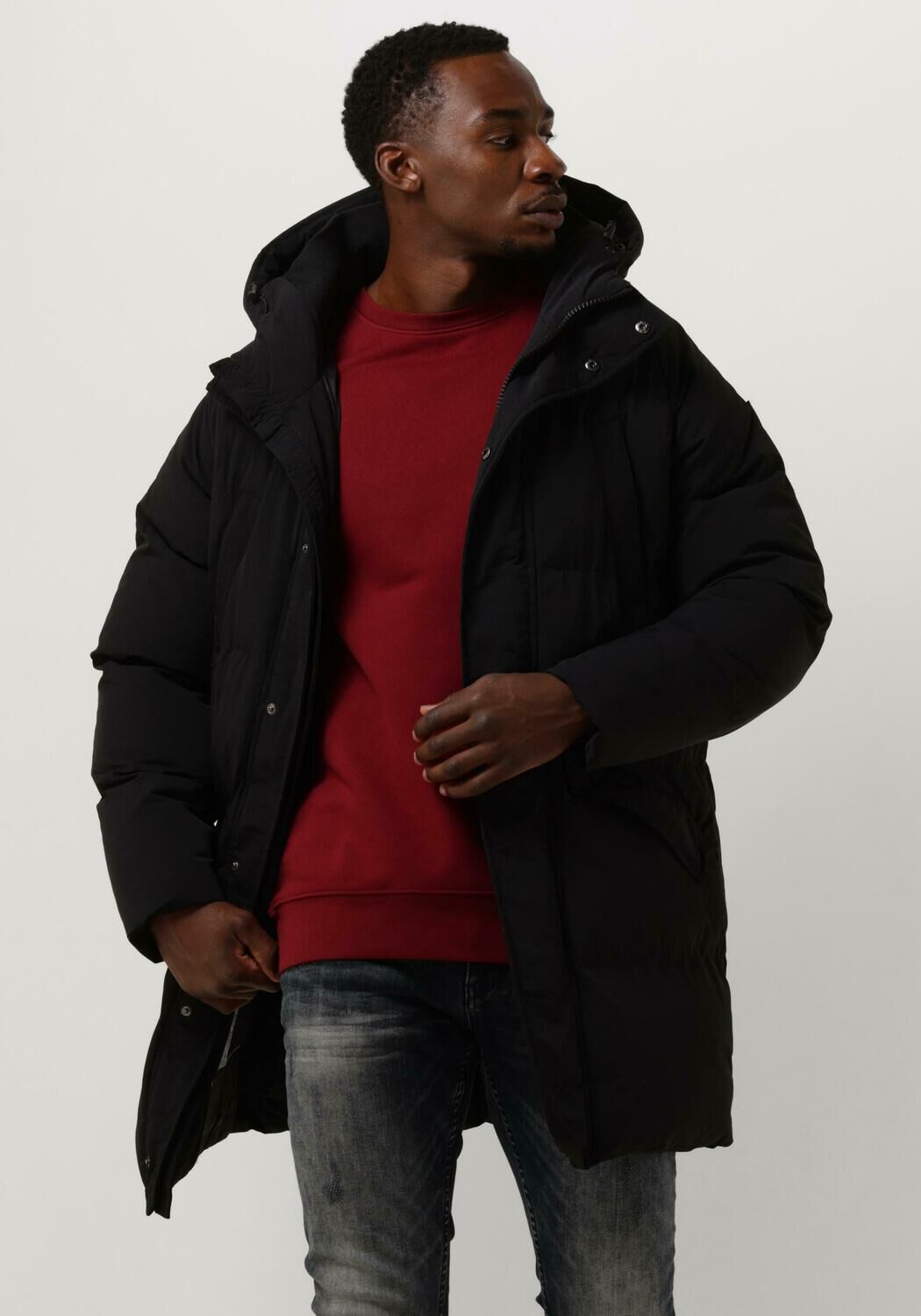 PUREWHITE Heren Jassen Long Padded Jacket With Pockets Zwart