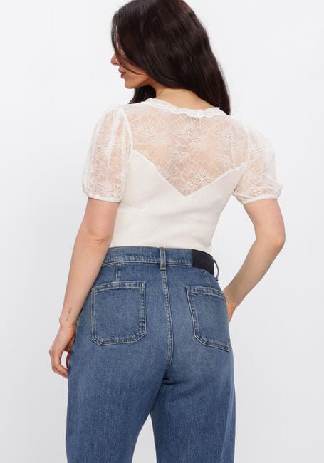 Ecru ROSEMUNDE T-shirt BEATHA FULL LACE V-NECK T-SHIRT - large