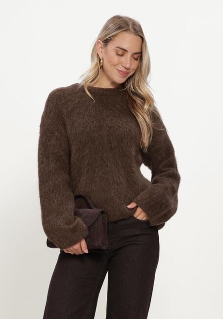 Bruine OBJECT Trui OBJHARRY L/S LO KNIT PULLOVER NOOS - large
