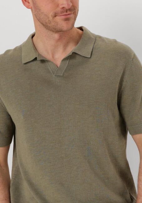 Olijf SELECTED HOMME Polo SLHMATTIS SS KNIT SUN OPEN POLO NOOS - large
