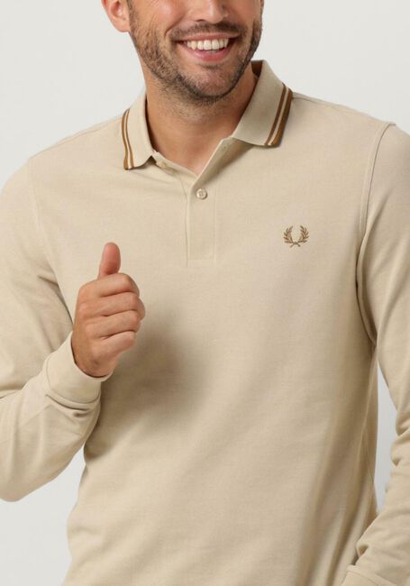 Gebroken wit FRED PERRY Polo TWIN TIPPED FRED PERRY SHIRT LONG SLEEVE - large