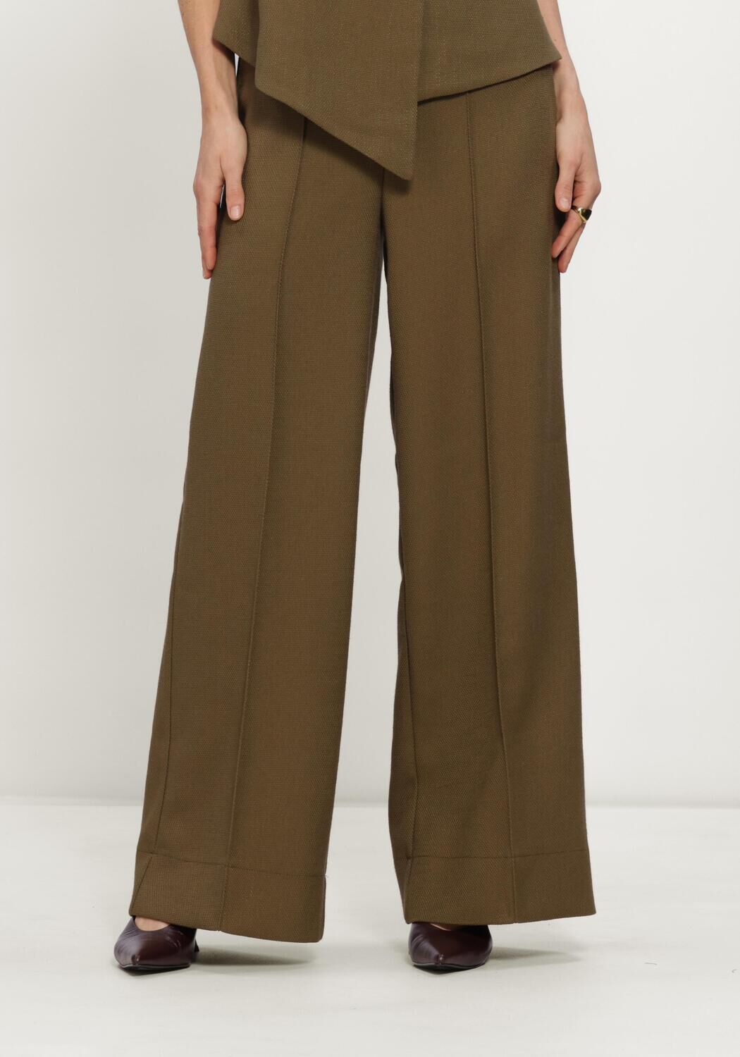 Groene Y.A.S. Wijde broek YASCOMIRA HMW PANT S.