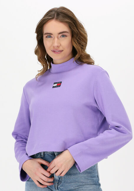Paarse TOMMY JEANS Trui TJW RLXD BADGE MOCKNECK - large