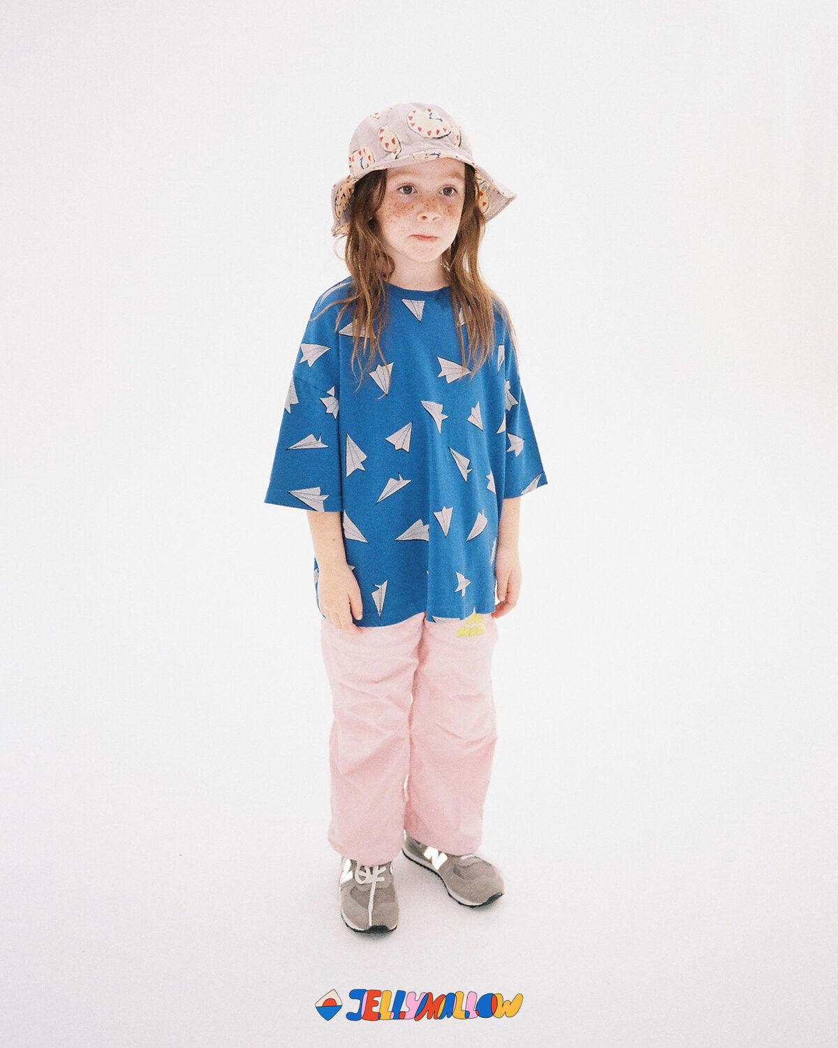 Blauwe Jelly Mallow T-shirt PAPER AIRPLANE T-SHIRT - large