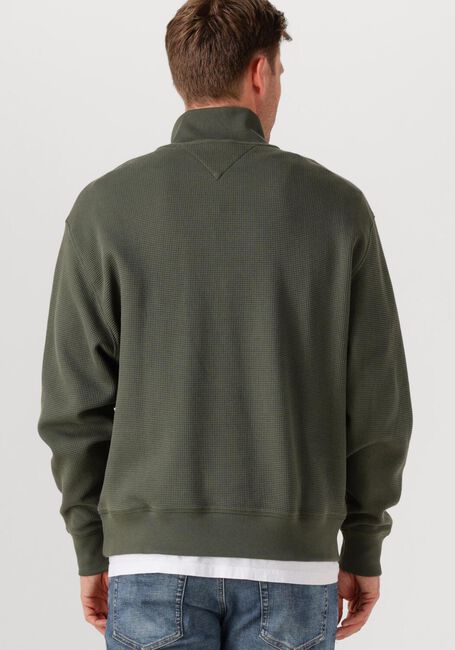 Groene TOMMY JEANS Trui TJM RLX WAFFLE SCRIPT QRTR ZIP - large