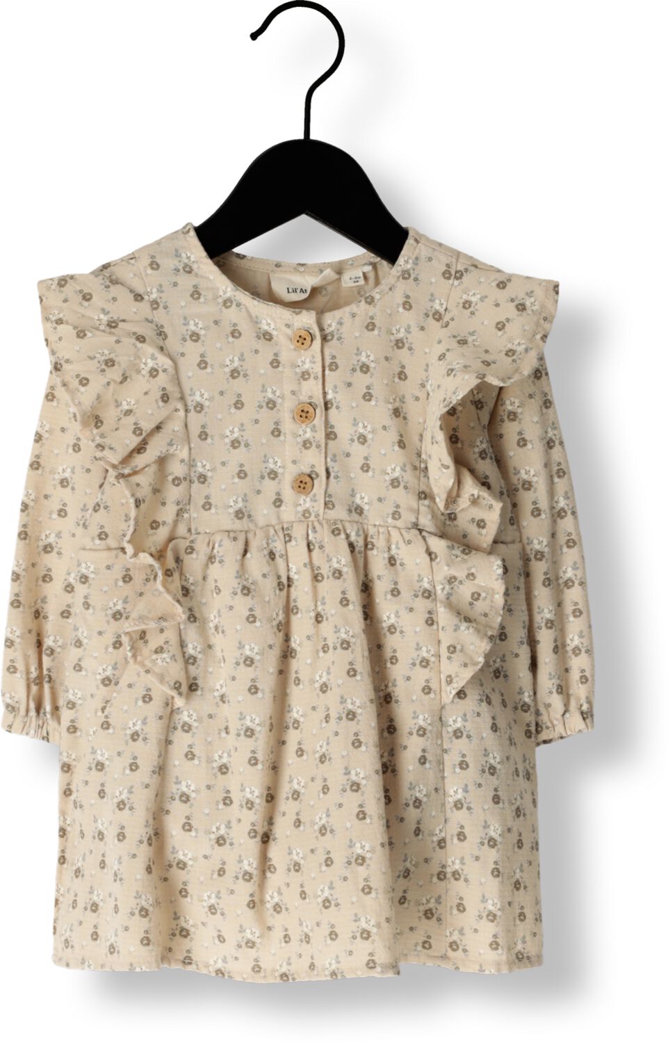 LIL' ATELIER BABY jurk met romper NBFLACY ecru taupe Beige Meisjes Polyester Ronde hals 80