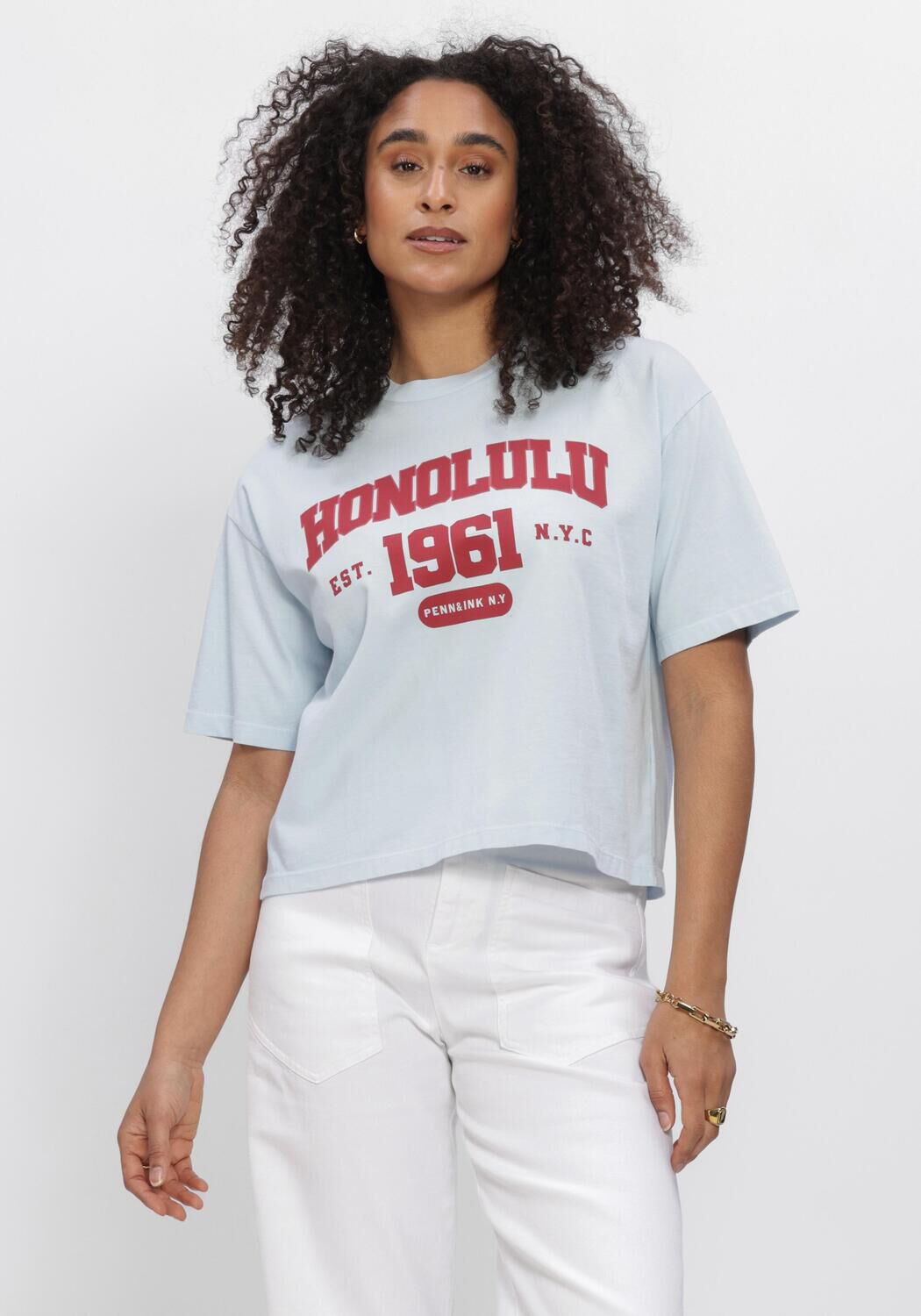 Blauwe PENN & INK Blouses T-SHIRT PRINT - large