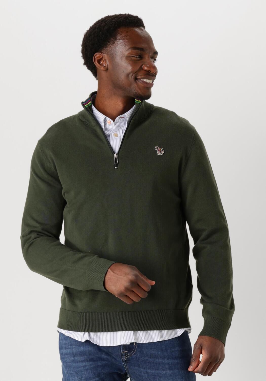 PS PAUL SMITH Heren Truien & Vesten Mens Sweater Zip Neck Zeb Bad Groen