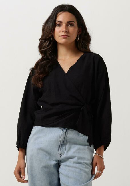 Zwarte MSCH COPENHAGEN Blouses MSCHAUDIA 3/4 WRAP TOP - large