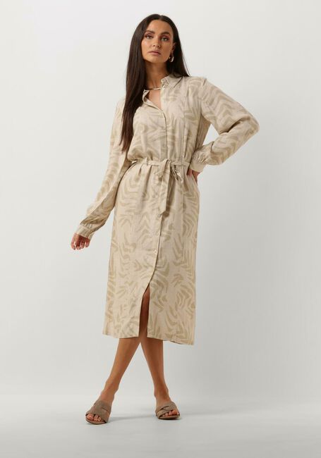 Beige OBJECT Midi jurk OBJEMIRA TILDA L/S DRESS - large