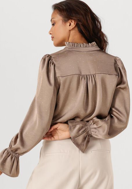 Taupe NEO NOIR Blouses AMARA HEAVY SATIN BEDAZ BLOUSE - large