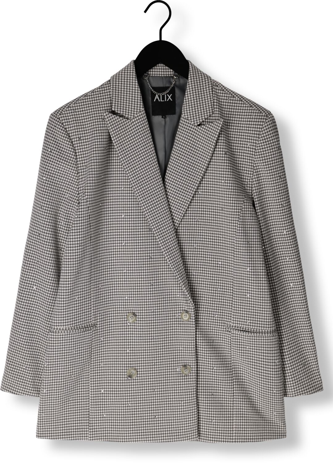 ALIX THE LABEL Dames Blazers Ladies Woven Mini Check Blazer Grijs