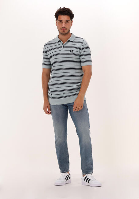Lichtblauwe KULTIVATE Polo PL KONOS STRIPES - large