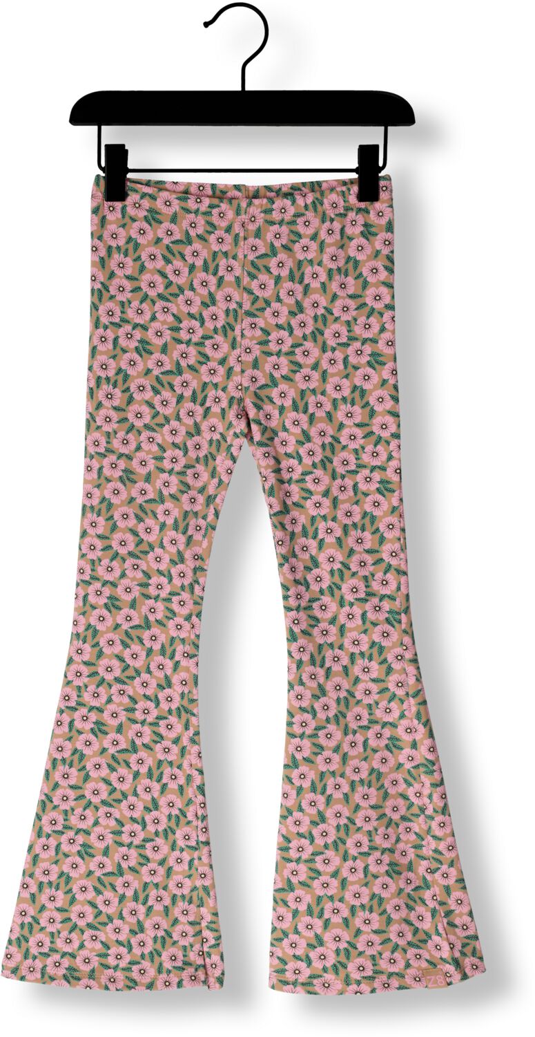 Z8 kids flared broek Alegra met bloemenprint roze groen beige