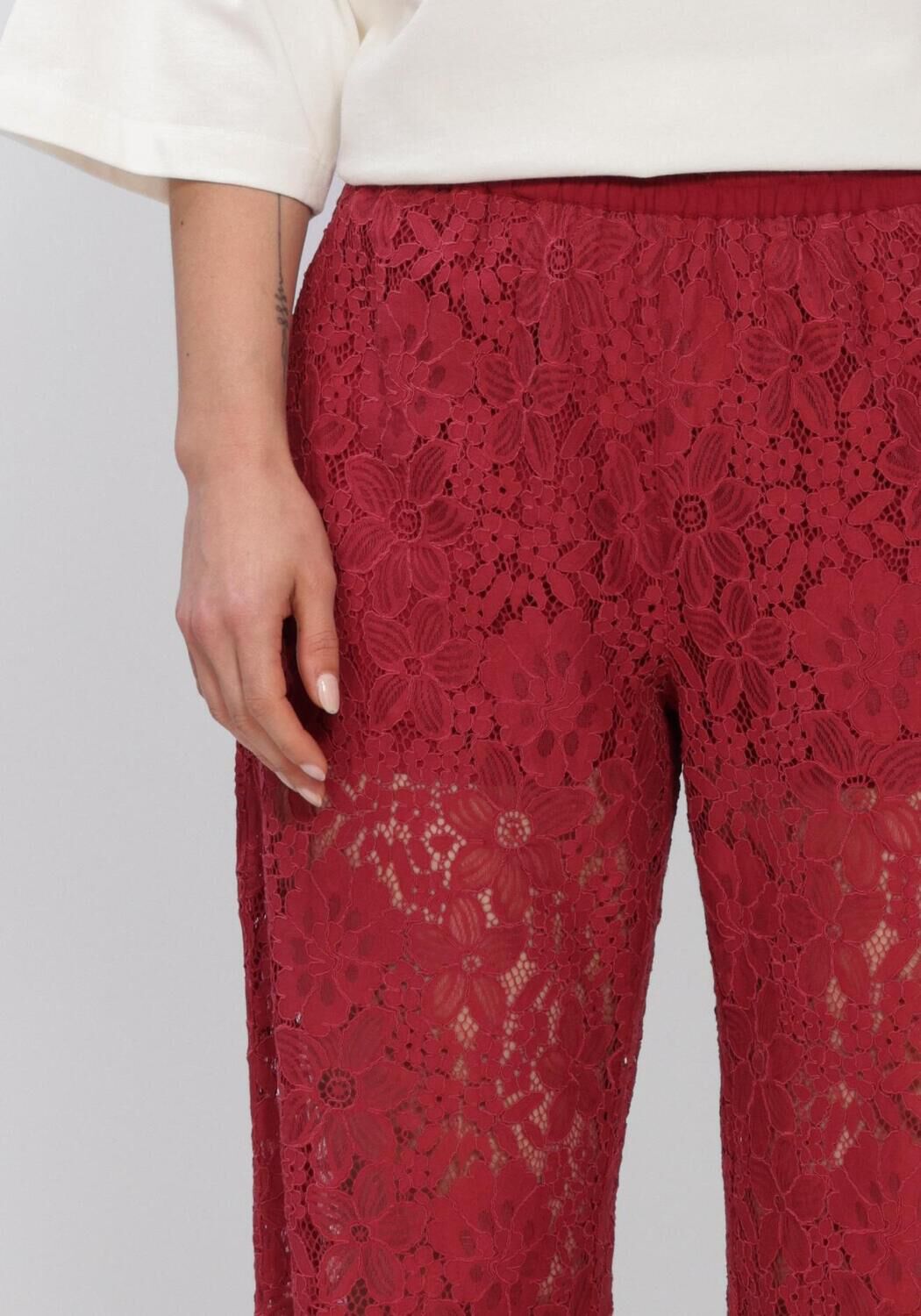 Rode CATWALK JUNKIE Broeken PULL ON LACE TROUSERS - large