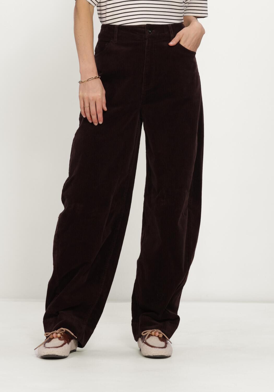 Bruine MSCH COPENHAGEN Wijde broek MSCHFILIPPA HW PANTS - large