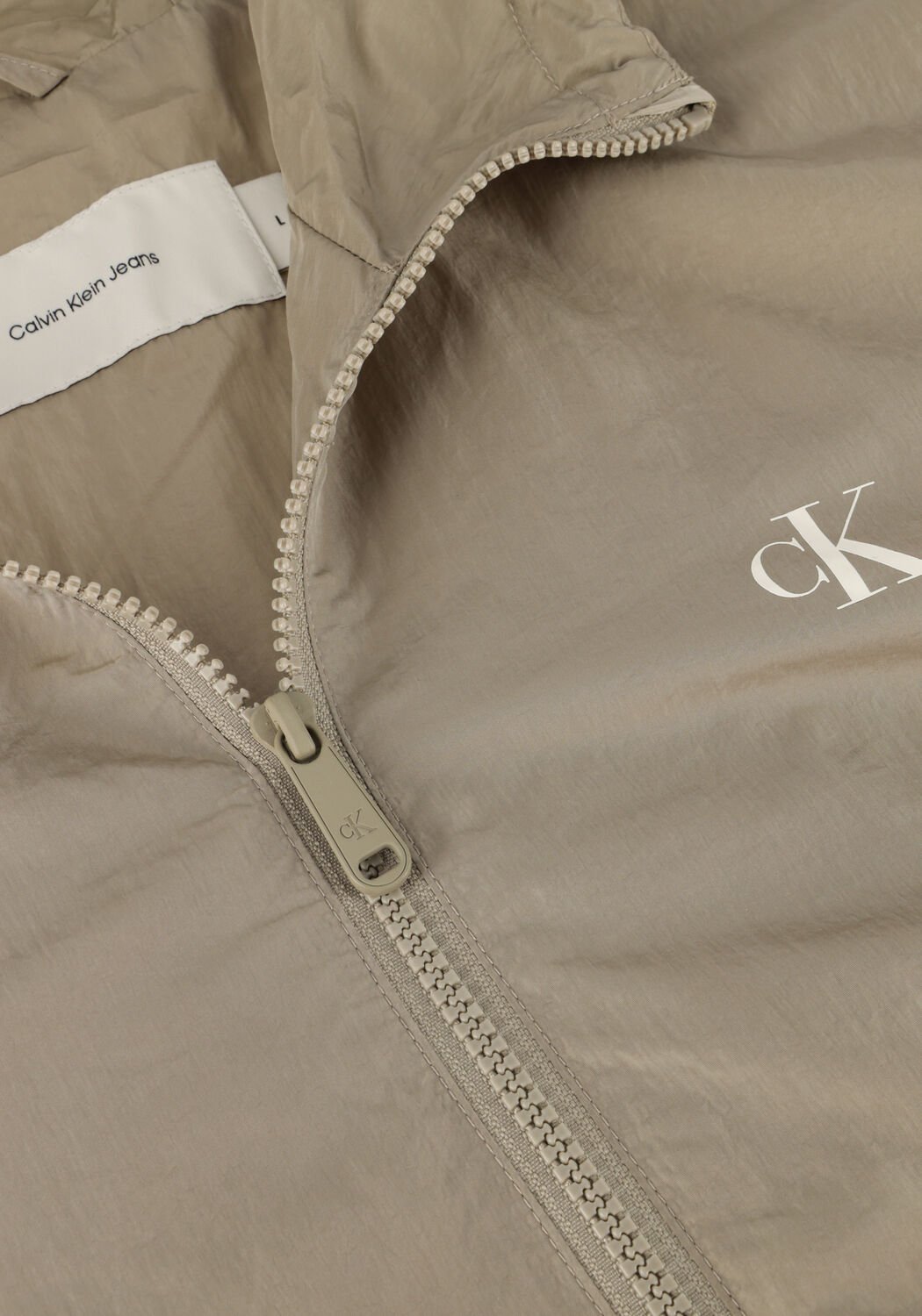 Khaki CALVIN KLEIN Jack NYLON HOODED WINDBREAKER - large
